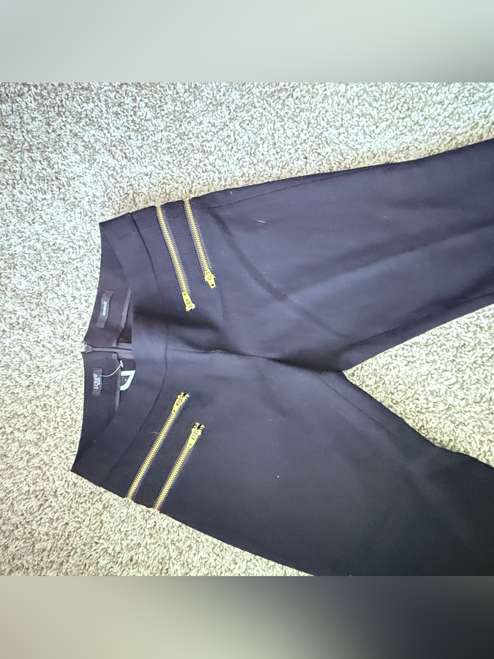 J.Crew Minnie Pants Size 2 Black Skinny Cropped Gold Zipper Wool Blend - Picture 3 of 8
